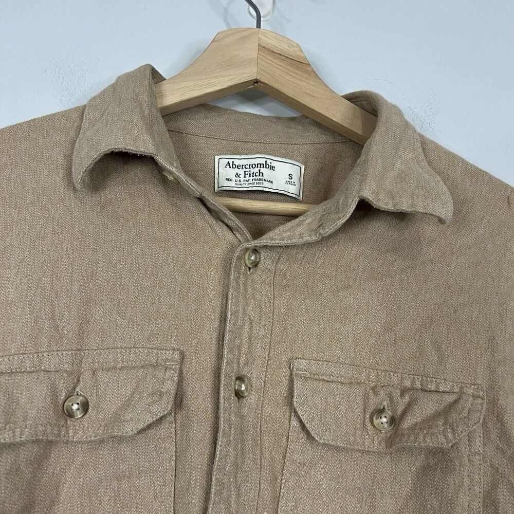 Abercrombie & Fitch Tan Chore Button Up Shirt Small - Picture 3 of 5